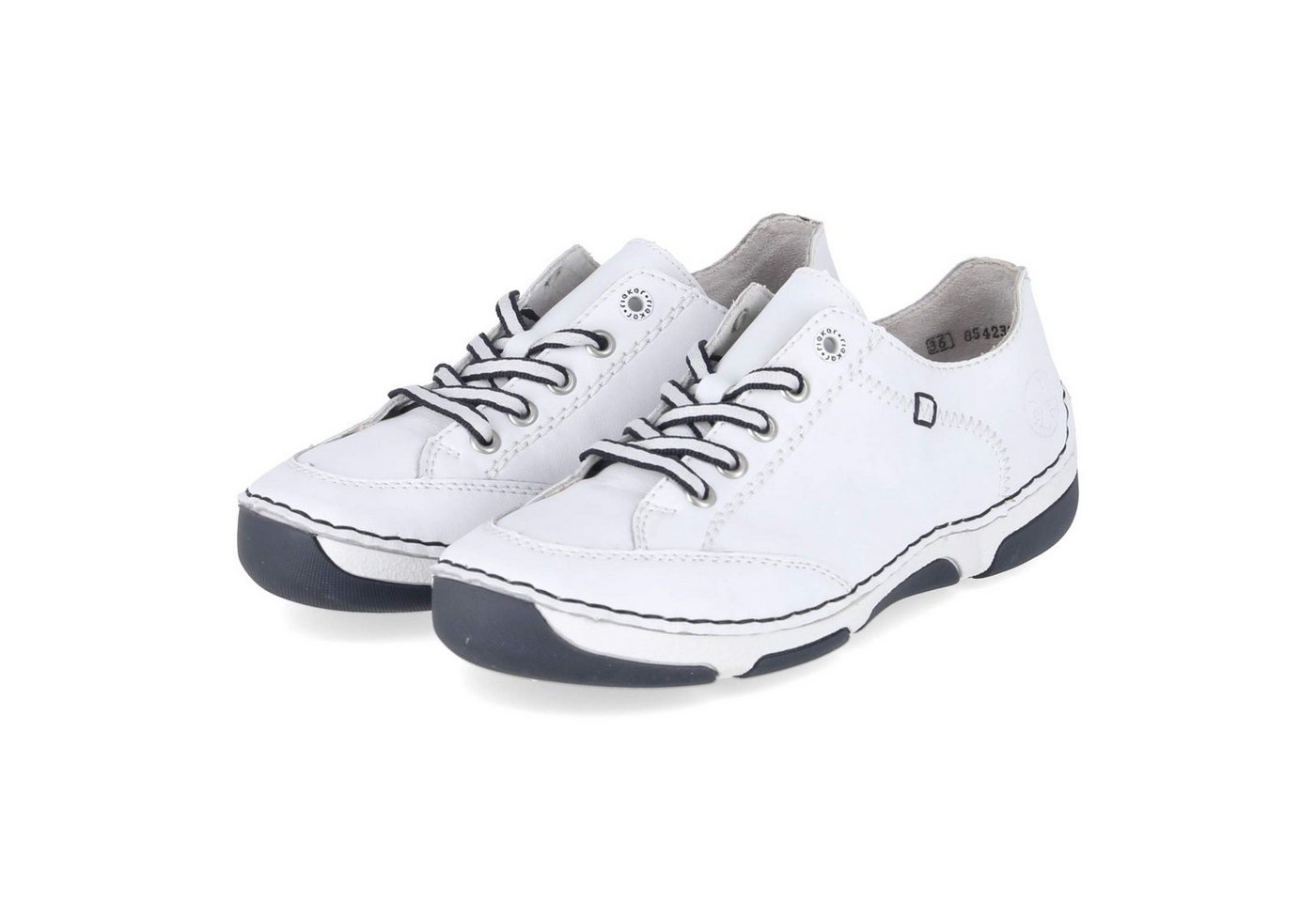 Rieker 55901-80 Damen Glattleder weiss Schnürschuh