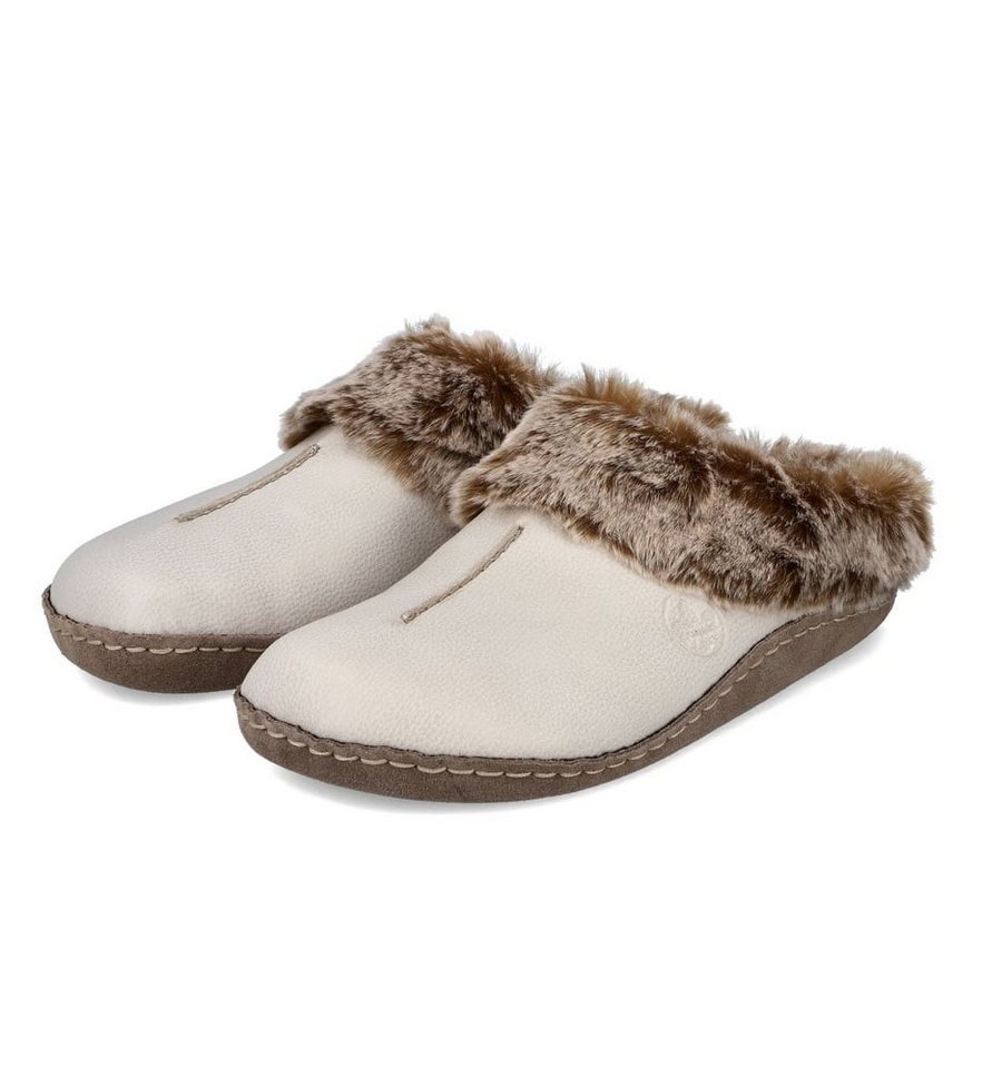 Rieker 66390-60 (Leder-Sohle) beige/grau Damen Hausschuh