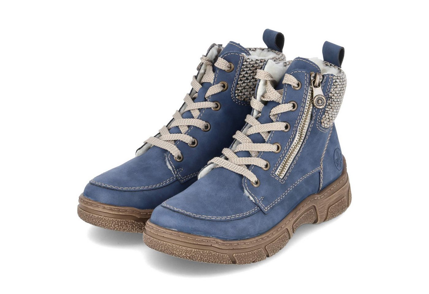 Rieker 72330-14 Damen Kunstleder blau Winterstiefel