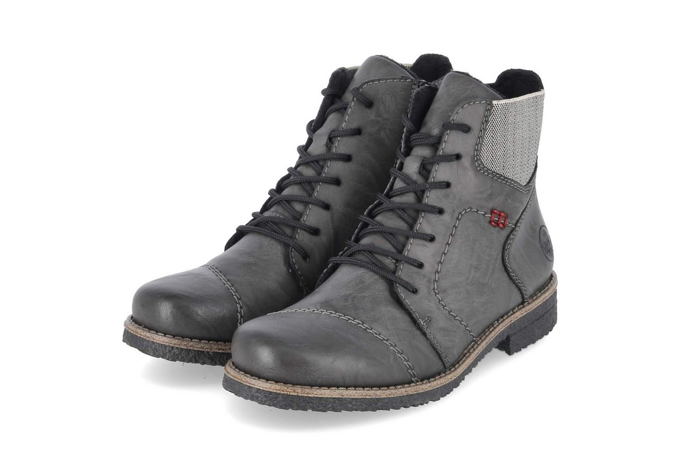 Rieker 73522-45 Damen Synthetik grau Schnürstiefel