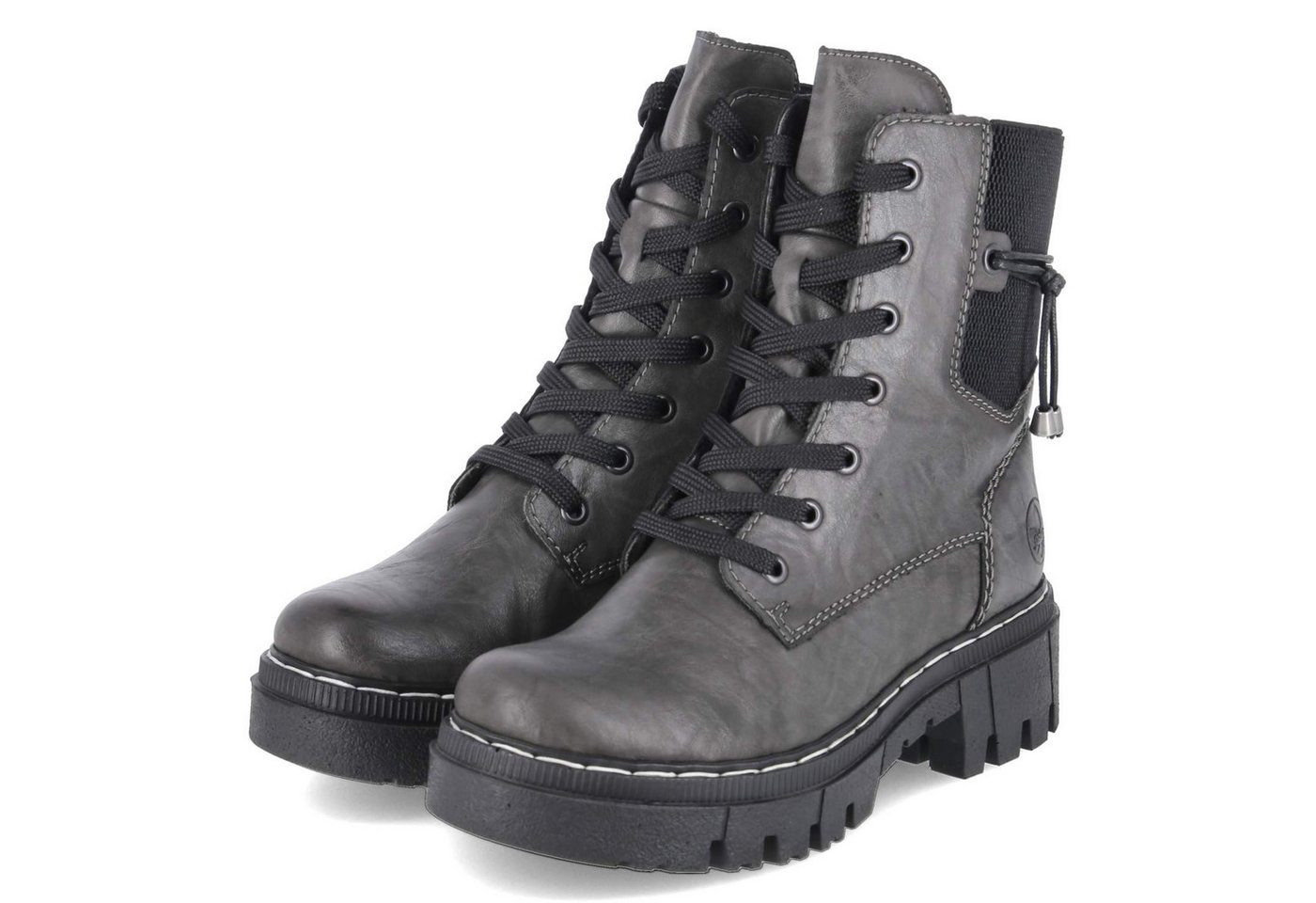 Rieker 74031-45 Damen Synthetik grau Schnürstiefel