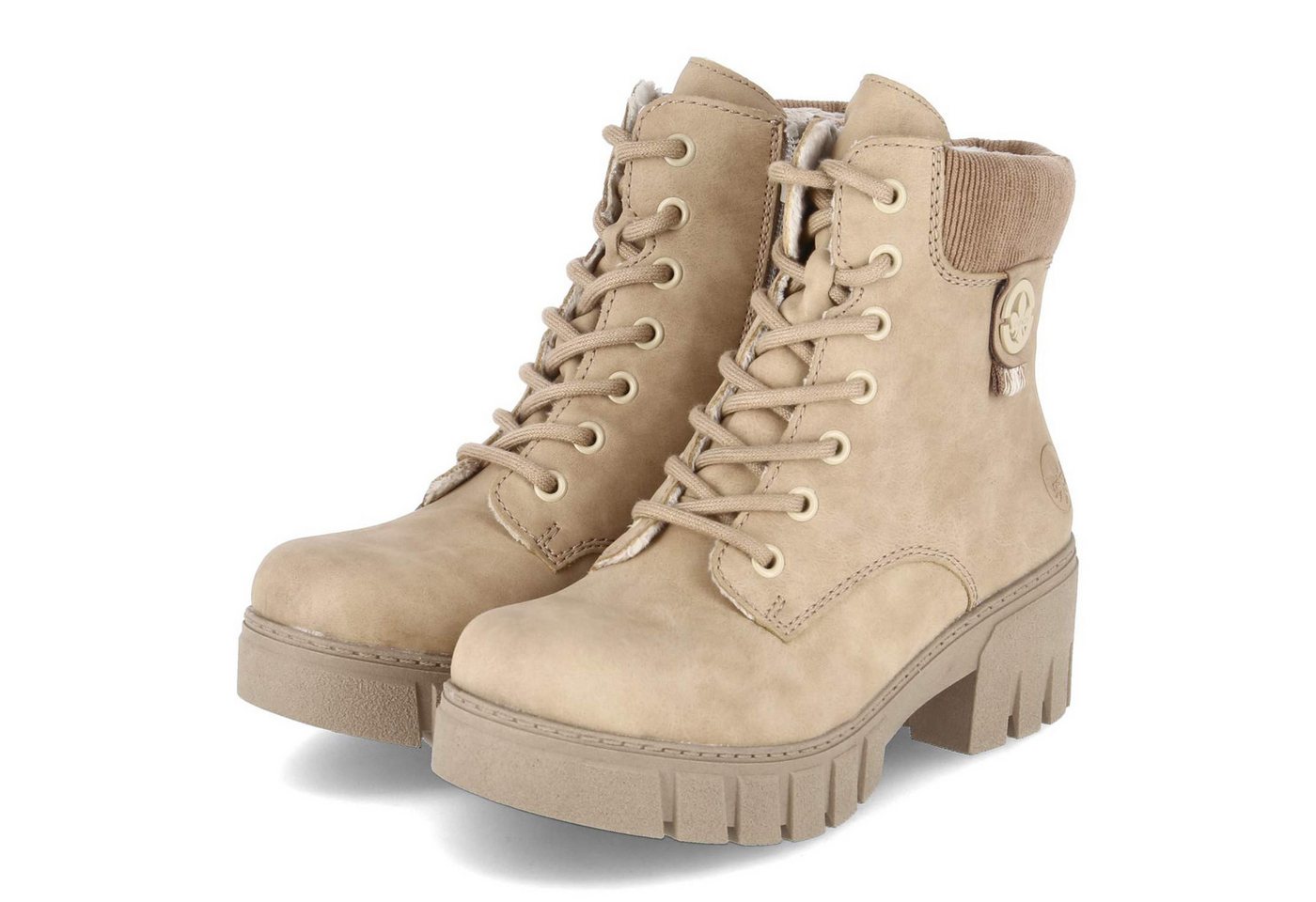 Rieker 74532-60 Damen Synthetik beige Schnürstiefel