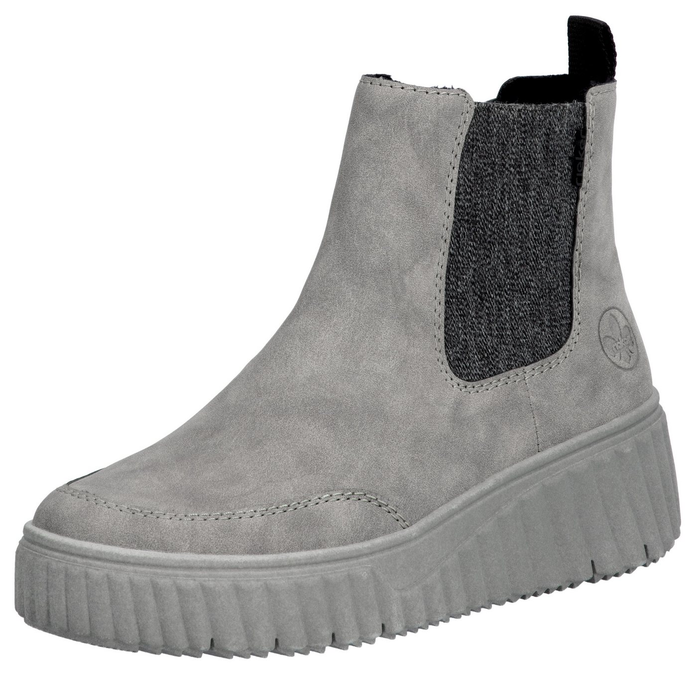 Rieker Chelseaboots, Schlupfboots, Keilstiefelette mit Anziehlasche (grau)