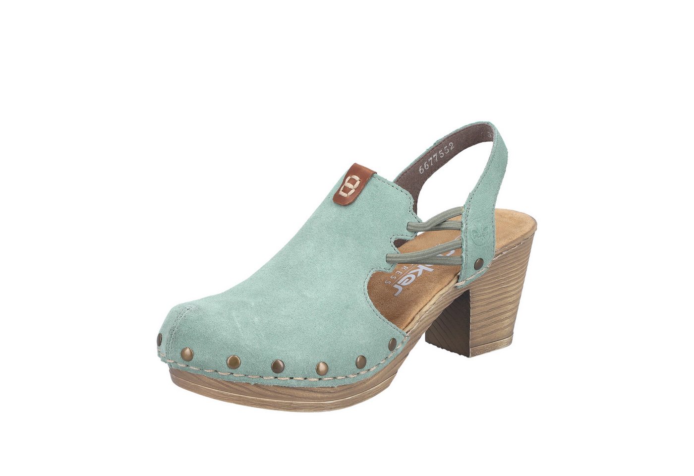 Rieker Clog Sabot, Sandalette, Sommerschuh mit seitlichen Gummizügen (grün)