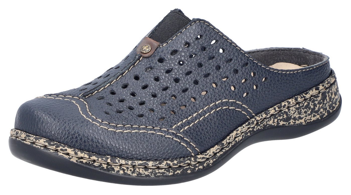 Rieker Clog Schlupfschuh, Hausschuh, Sommerschuh mit Perforation
