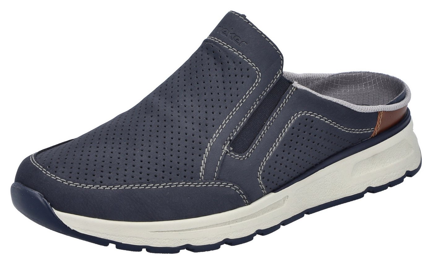 Rieker Clog Sommerschuh, Hausschuh mit seitlichen Stretcheinsätzen (blau)