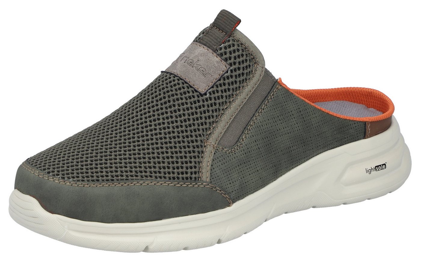 Rieker Clog Sommerschuh, Hausschuh, Schlupfschuh mit seitlichen Stretcheinsätzen (grün)