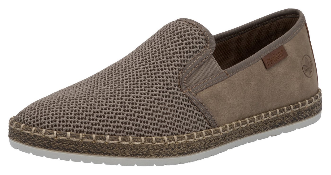 Rieker Espadrille Slipper, Strandschuh, Sommerschuh mit Stretcheinsätzen (braun)