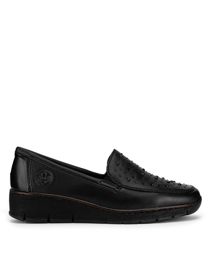 Rieker Halbschuhe Damen 53752-00 Schwarz Schnürschuh