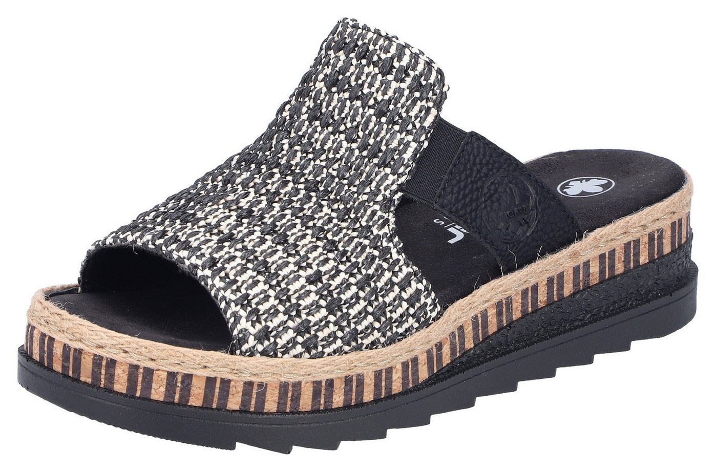 Rieker Keilpantolette Sommerschuh, Strandschuh, Urlaubschuh, Plateau, mit Stretcheinsatz