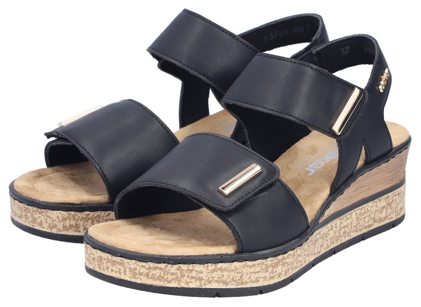 Rieker Keilsandalette Klettschuh, Sommerschuh, Plateausandale mit Schmuckelemente