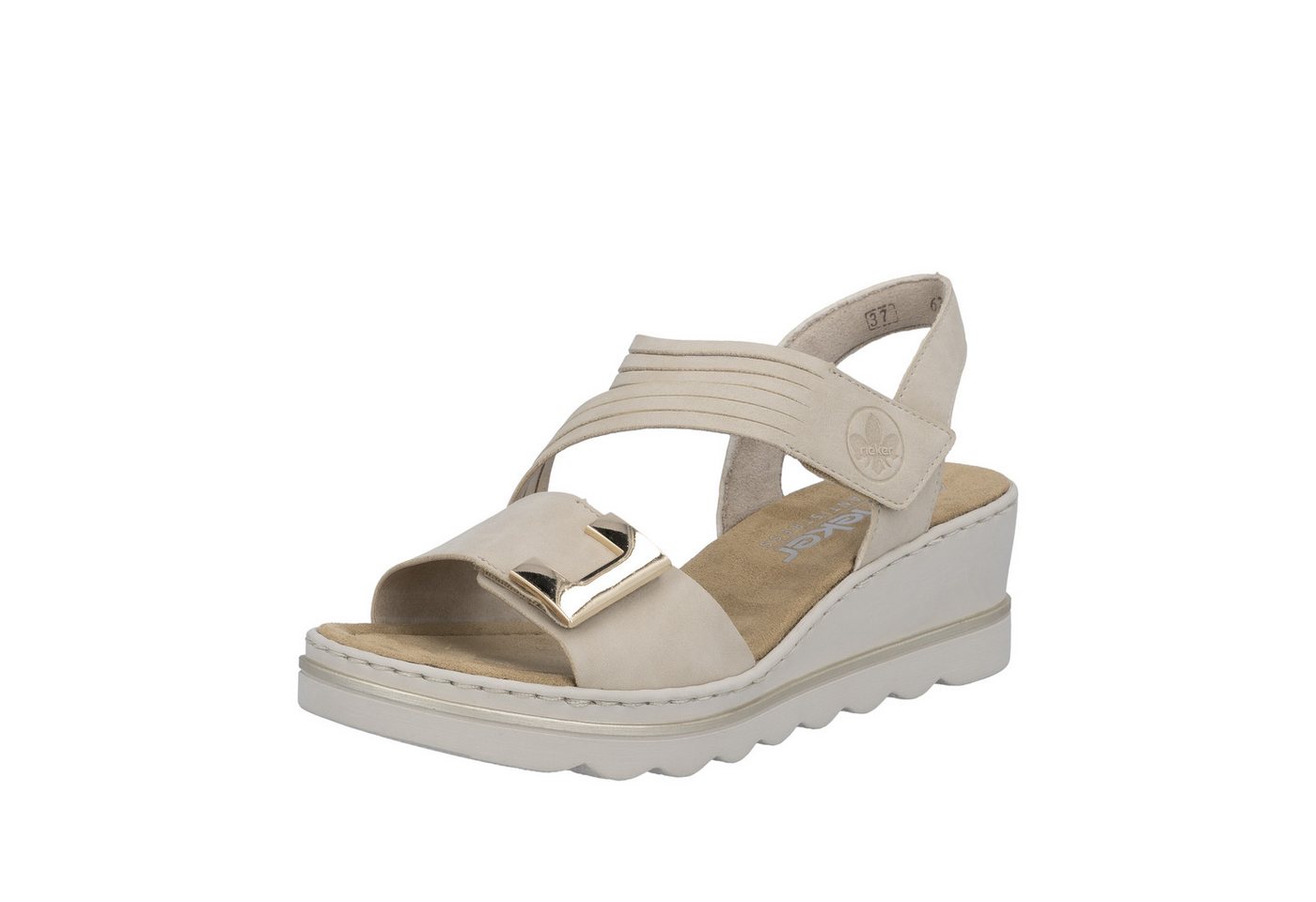 Rieker Keilsandalette Klettschuh, Sommerschuh, Urlaubsschuh mit asymmetrischen Riemchen