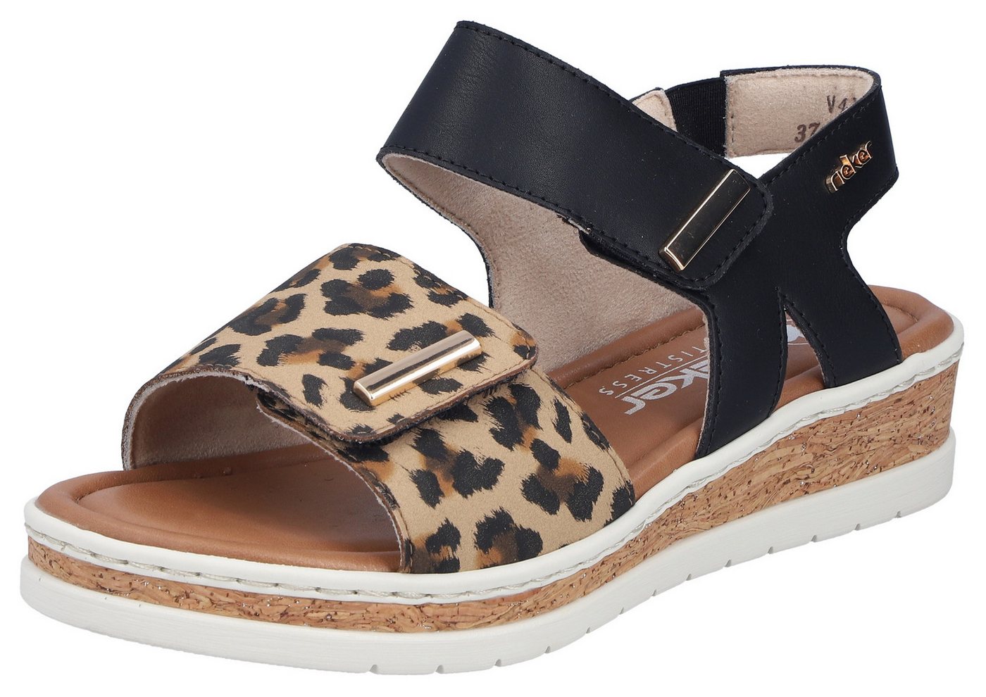 Rieker Keilsandalette Sommerschuh, Keilsandalette, Plateausandale mit Klett (schwarz)