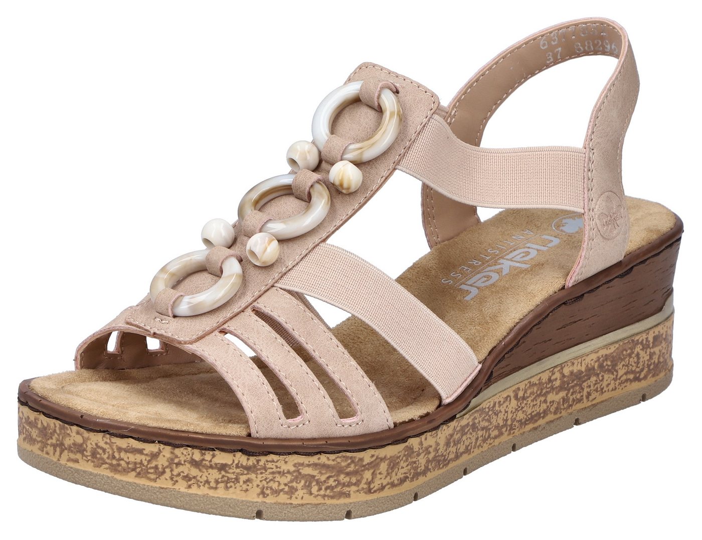 Rieker Keilsandalette Sommerschuh, Plateausandale, Schlupfschuh mit seitlichen Gummizügen