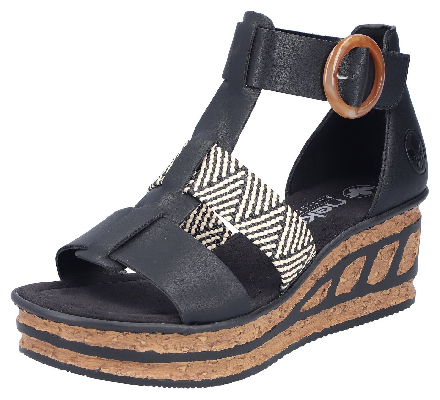 Rieker Keilsandalette Sommerschuh, Plateausandalette, Sandale mit modischem 6 cm Keilabsatz