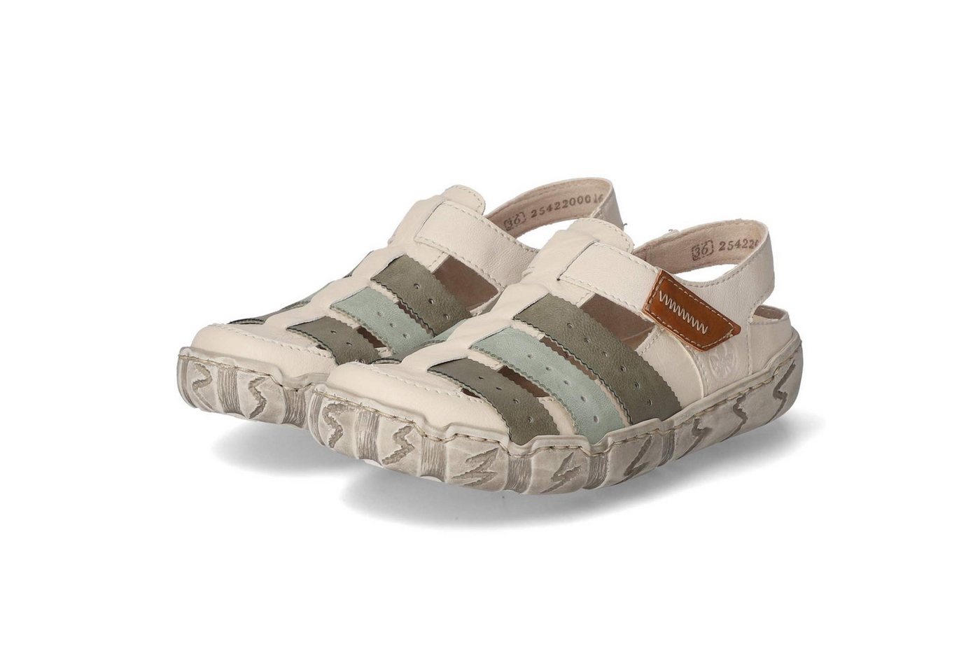 Rieker L0379-90 Damen Leder und Synthetik beige Slipper
