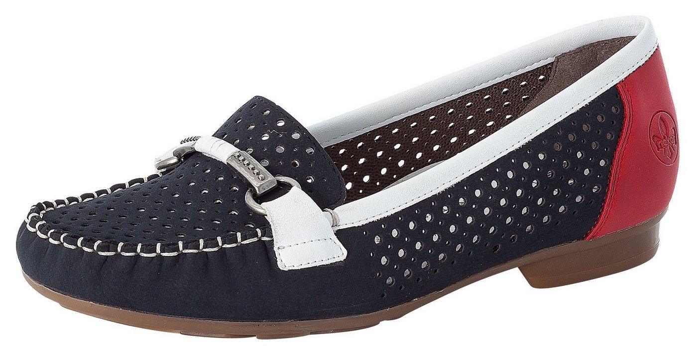 Rieker Mokassin Slipper, Sommerschuh mit toller Schmuckspange