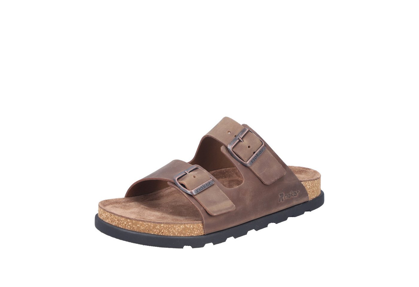 Rieker Pantolette Sommerschuh, Strandschuh, Hausschuh mit bequemem Fußbett (braun)
