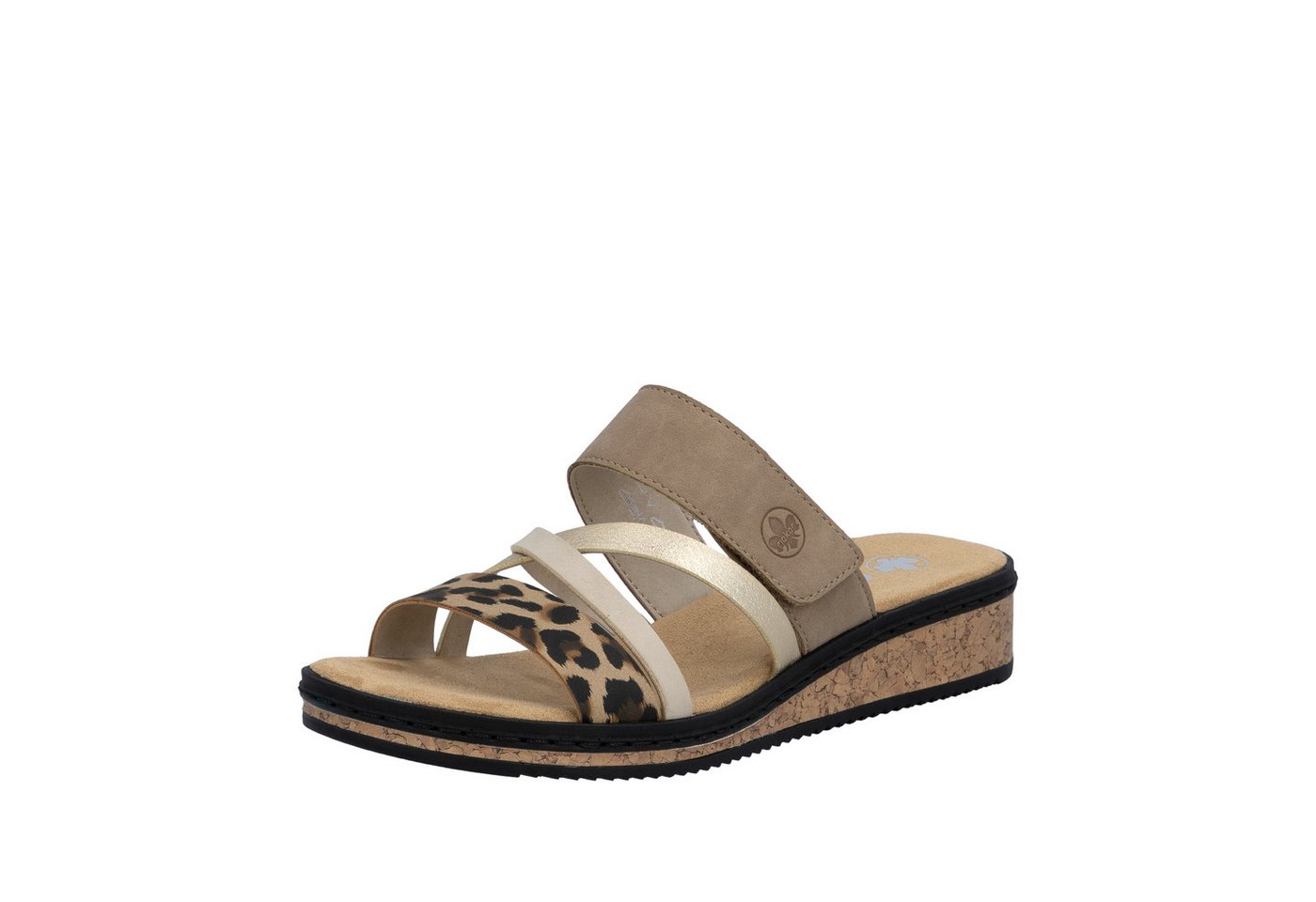 Rieker Pantolette Keilabsatz, Sommerschuh, Schlappen mit Klettriemchen