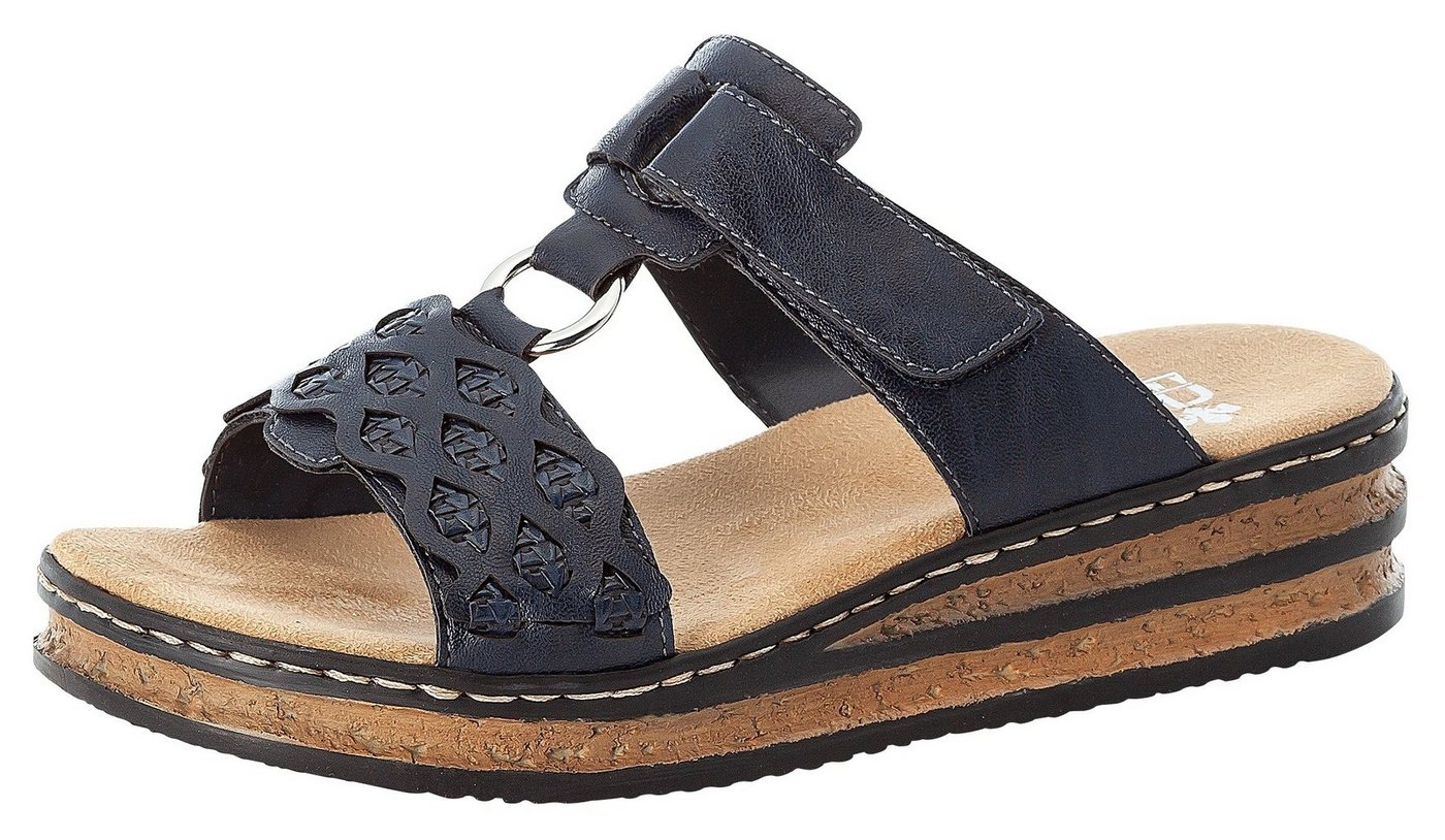 Rieker Pantolette Keilabsatz, Sommerschuh, Schlappen mit Riemchen in Flechtoptik