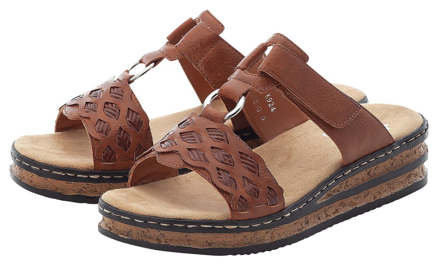 Rieker Pantolette Keilabsatz, Sommerschuh, Schlappen mit Riemchen in Flechtoptik