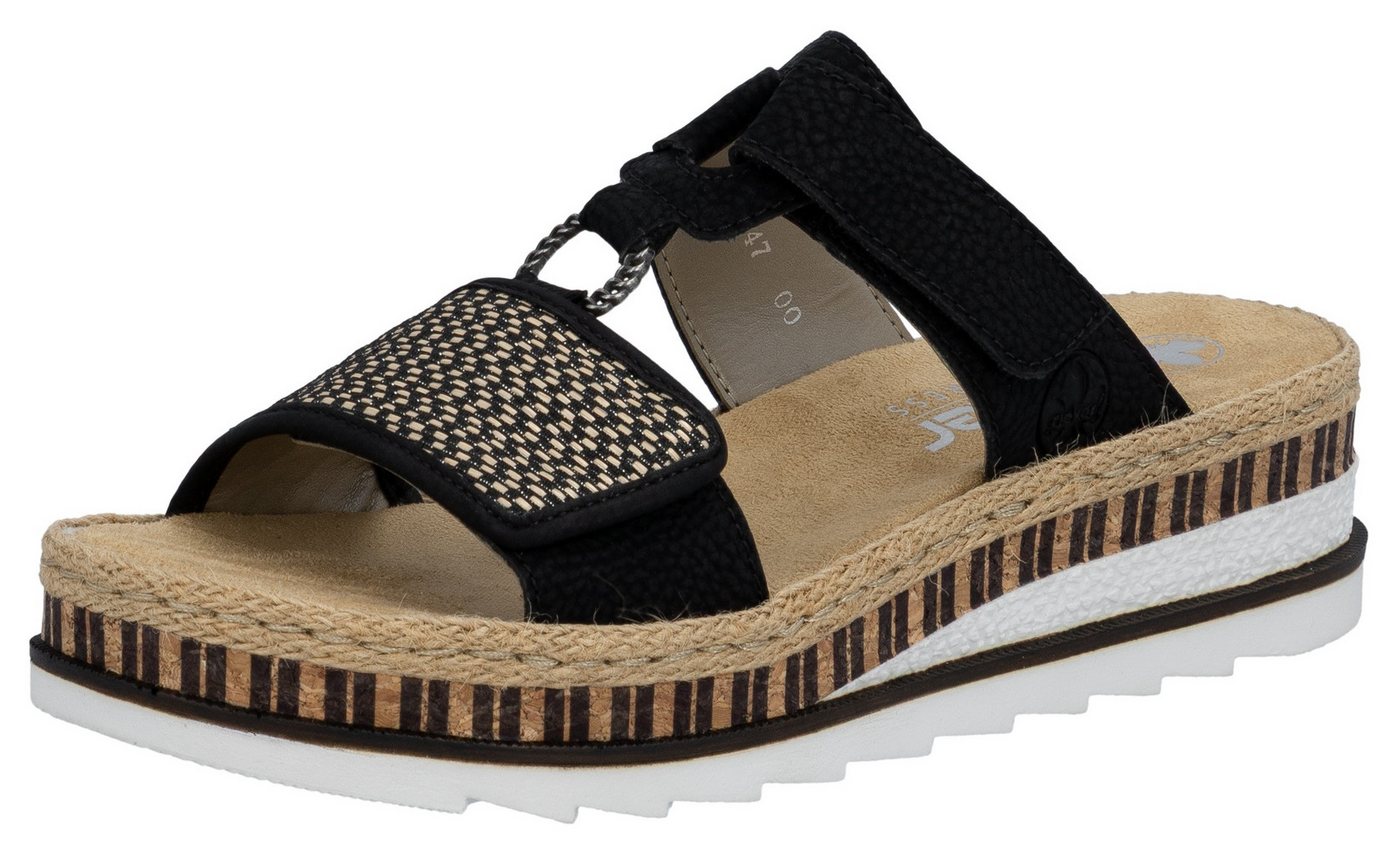 Rieker Pantolette, Keilabsatz, Sommerschuh, Schlappen mit weicher Innensohle