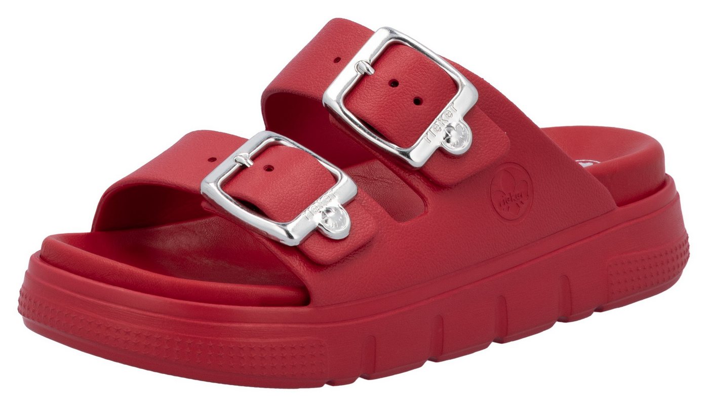 Rieker Pantolette, Plateau, Sommerschuh, Schlappen in Weite G (weit)