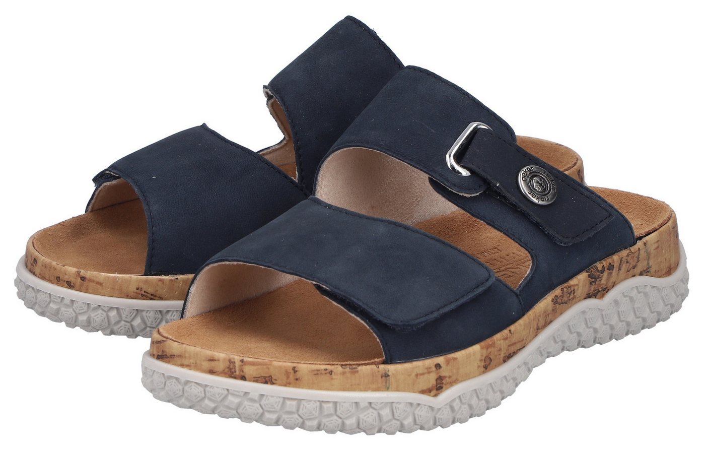 Rieker Pantolette Sommerschuh, Schlupfschuh, Hausschuh mit Klettriemchen