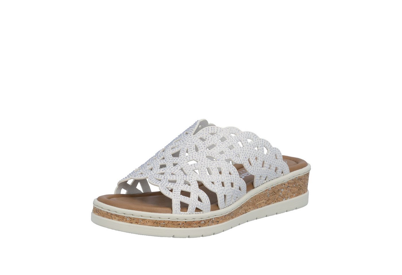 Rieker Pantolette Sommerschuh, Hausschuh, Keilabsatz, mit Glitzersteine