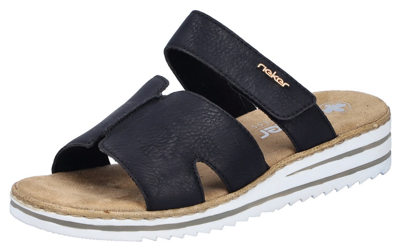Rieker Pantolette Sommerschuh, Keilabsatz, Hausschuh, Schlappen mit softer Innensohle
