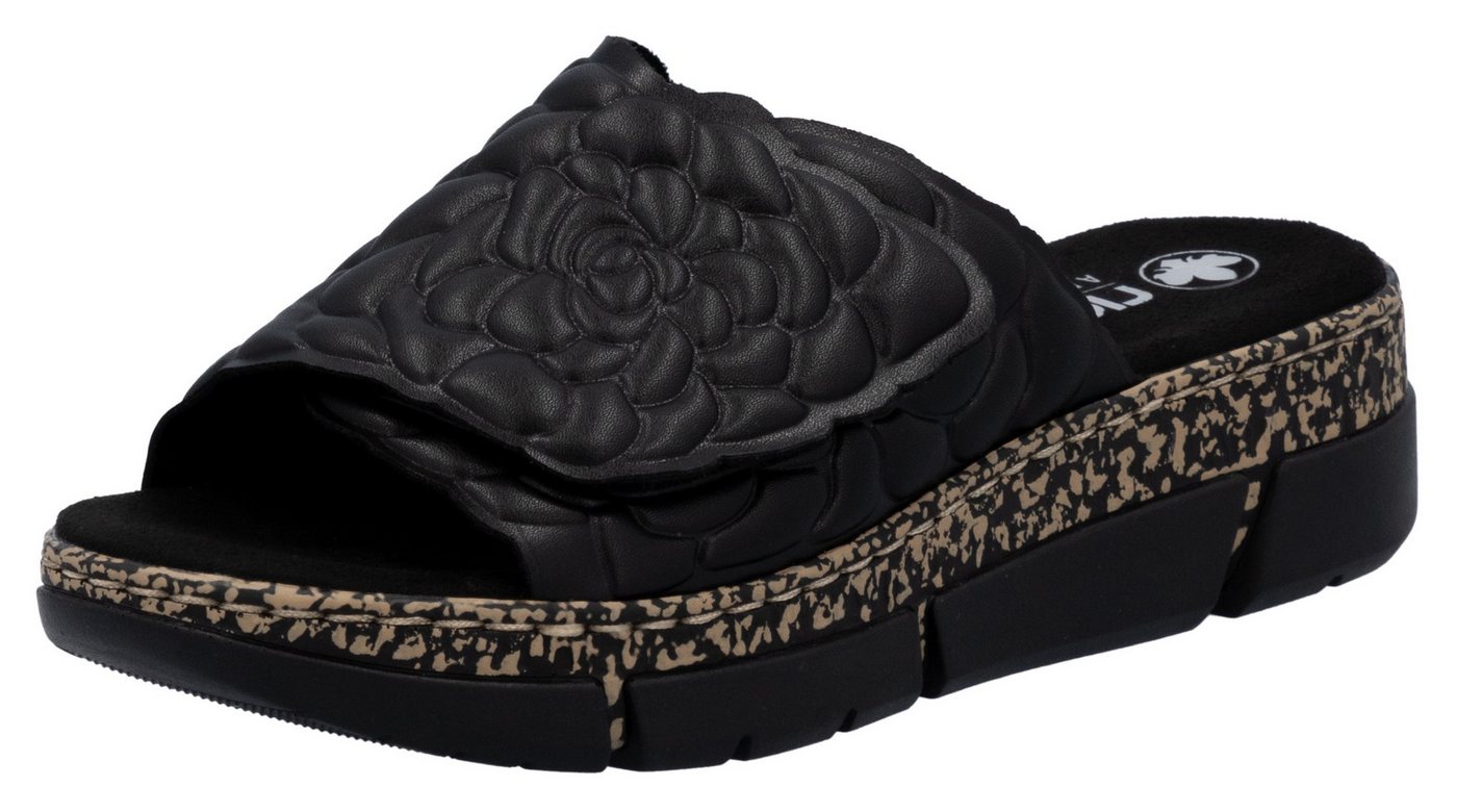 Rieker Pantolette Sommerschuh, Klettschuh, Hausschuh, Plateau, mit Klettverschluss