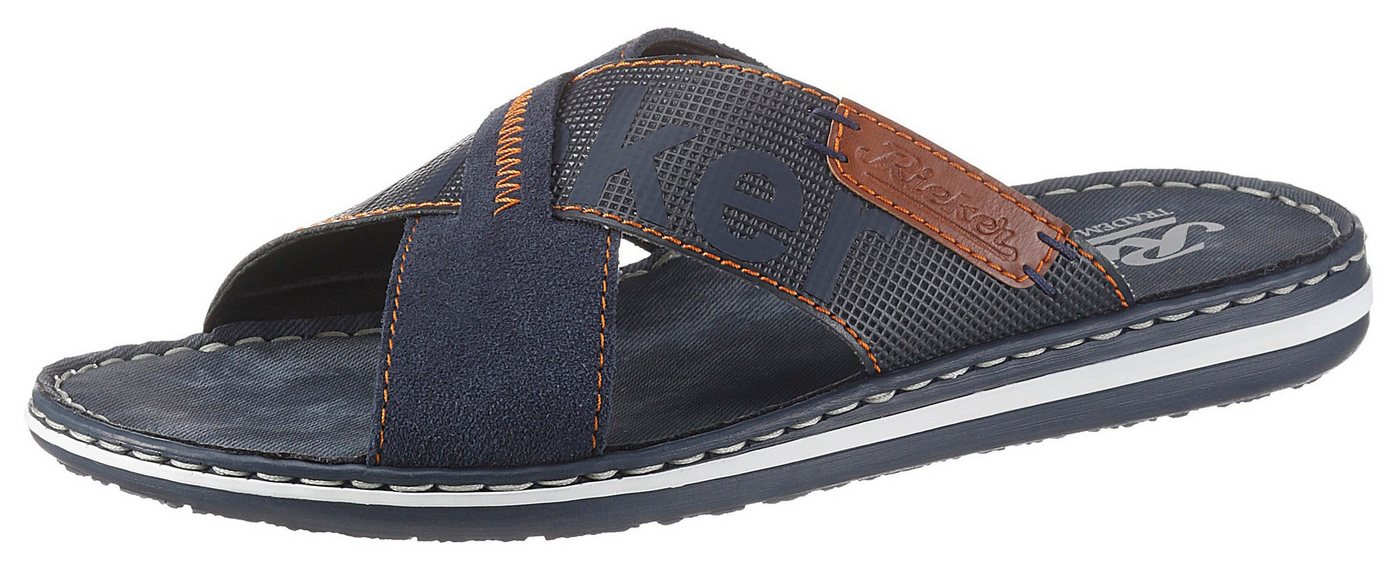 Rieker Pantolette Sommerschuh, Schlappen, Poolslides, mit Kontraststeppung