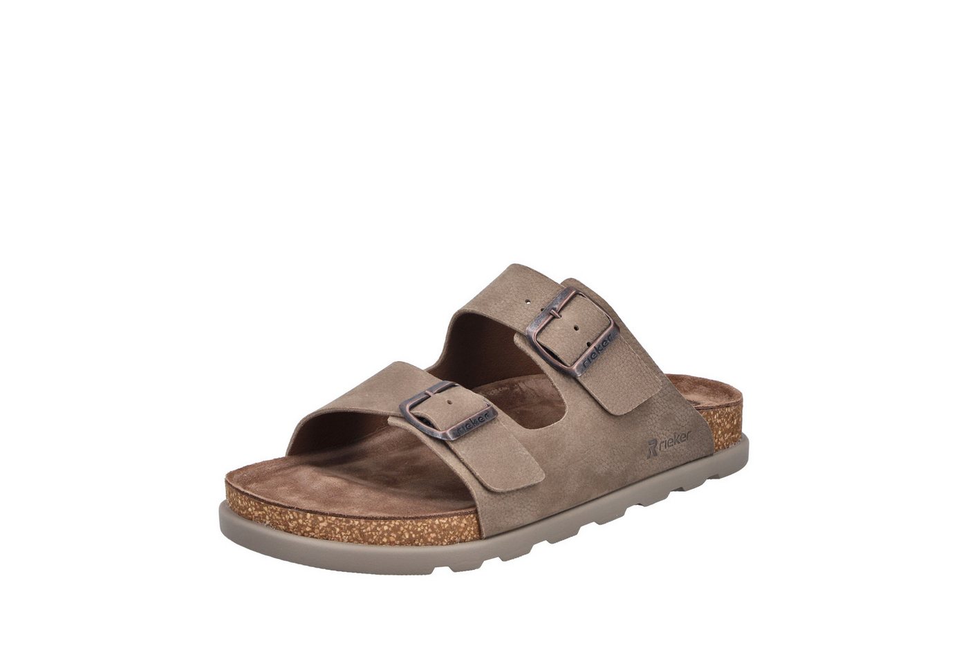 Rieker Pantolette Sommerschuh, Strandschuh, Hausschuh mit bequemem Fußbett (beige)