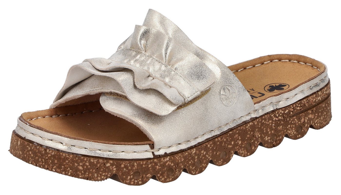 Rieker Pantolette Sommerschuh, Strandschuh, Hausschuh mit modischer Plateausohle