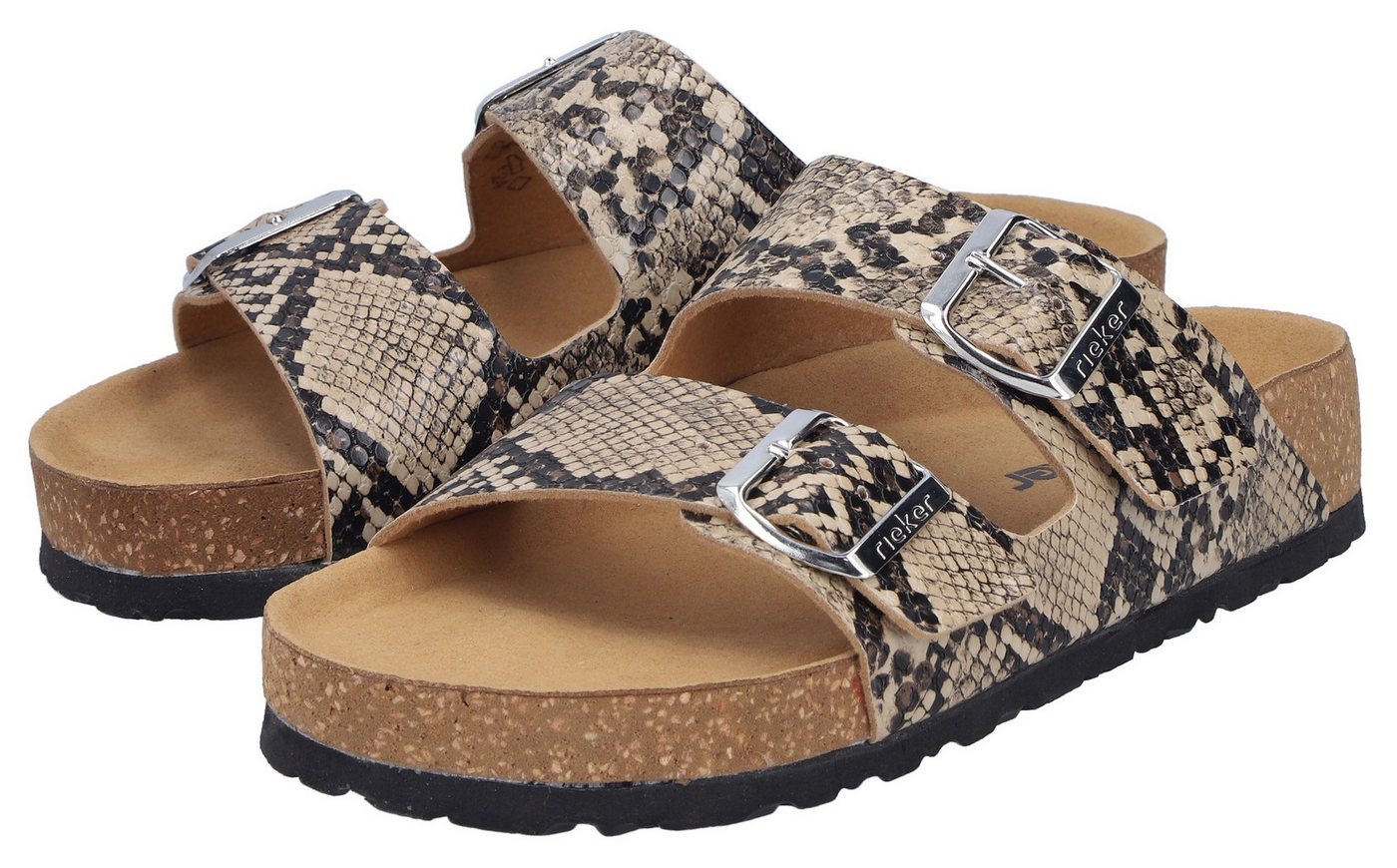 Rieker Pantolette Sommerschuh, Strandschuh, Hausschuh mit verstellbaren Schnallen (beige)