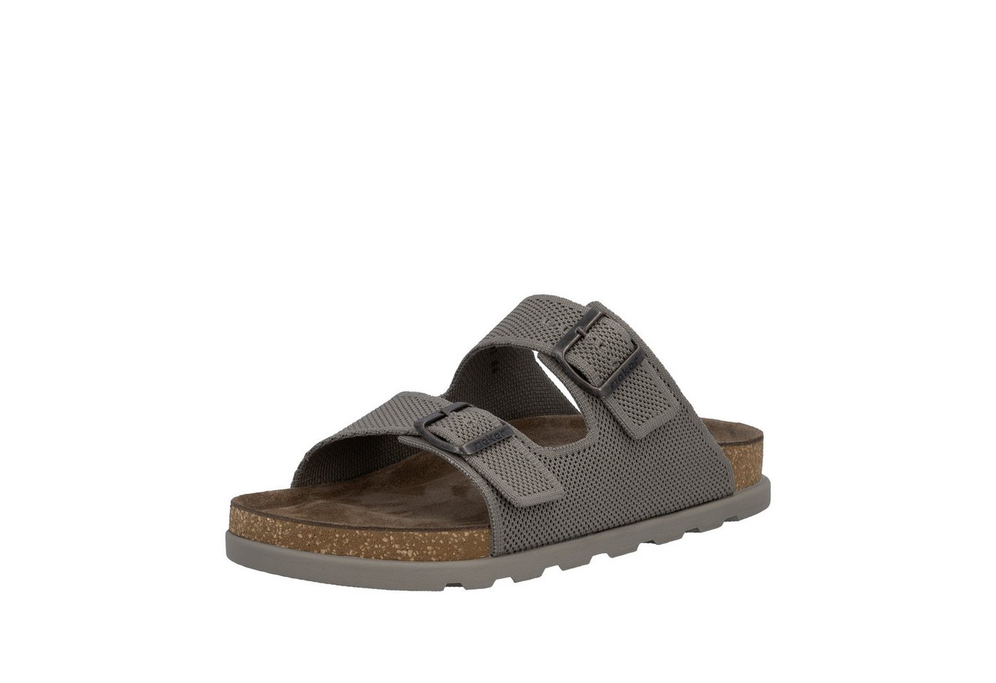 Rieker Pantolette Sommerschuh, Strandschuh, Hausschuh, Urlaubsschuh mit zwei Schnallen (grau)