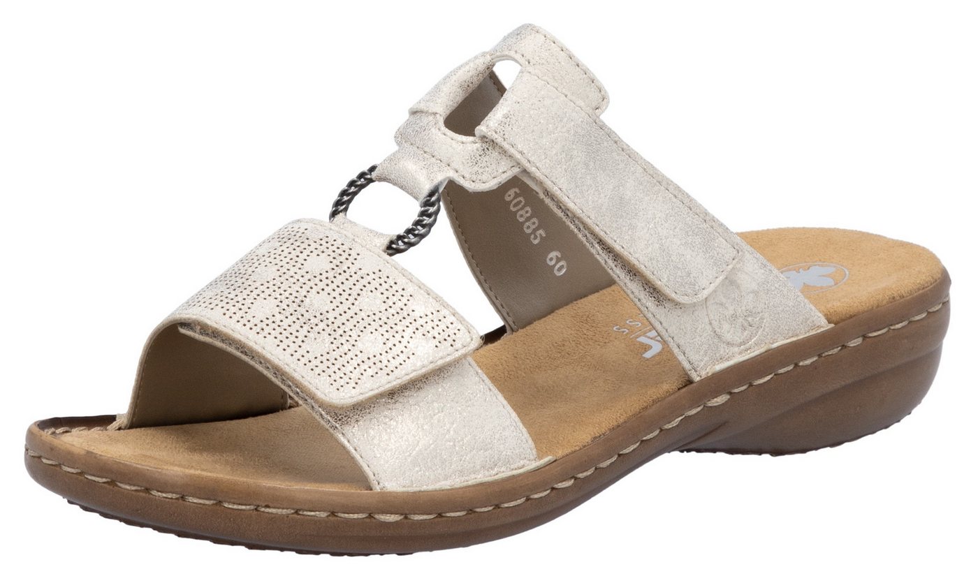 Rieker Pantolette, Sommerschuh, Strandschuh, Klettschuh mit Perforation