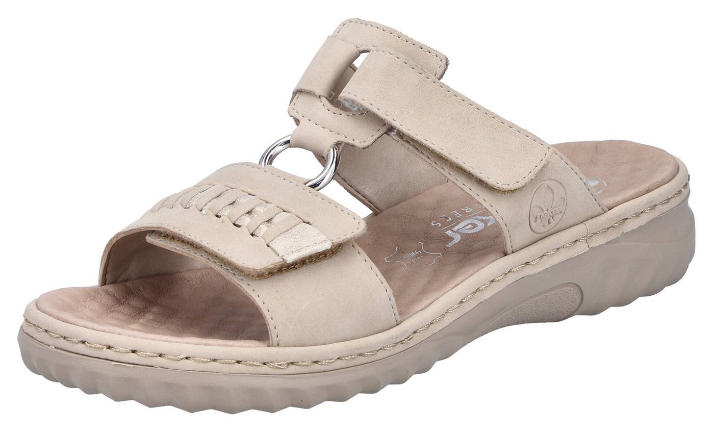 Rieker Pantolette, Sommerschuh, Strandschuh mit regulierbaren Klettverschlüssen