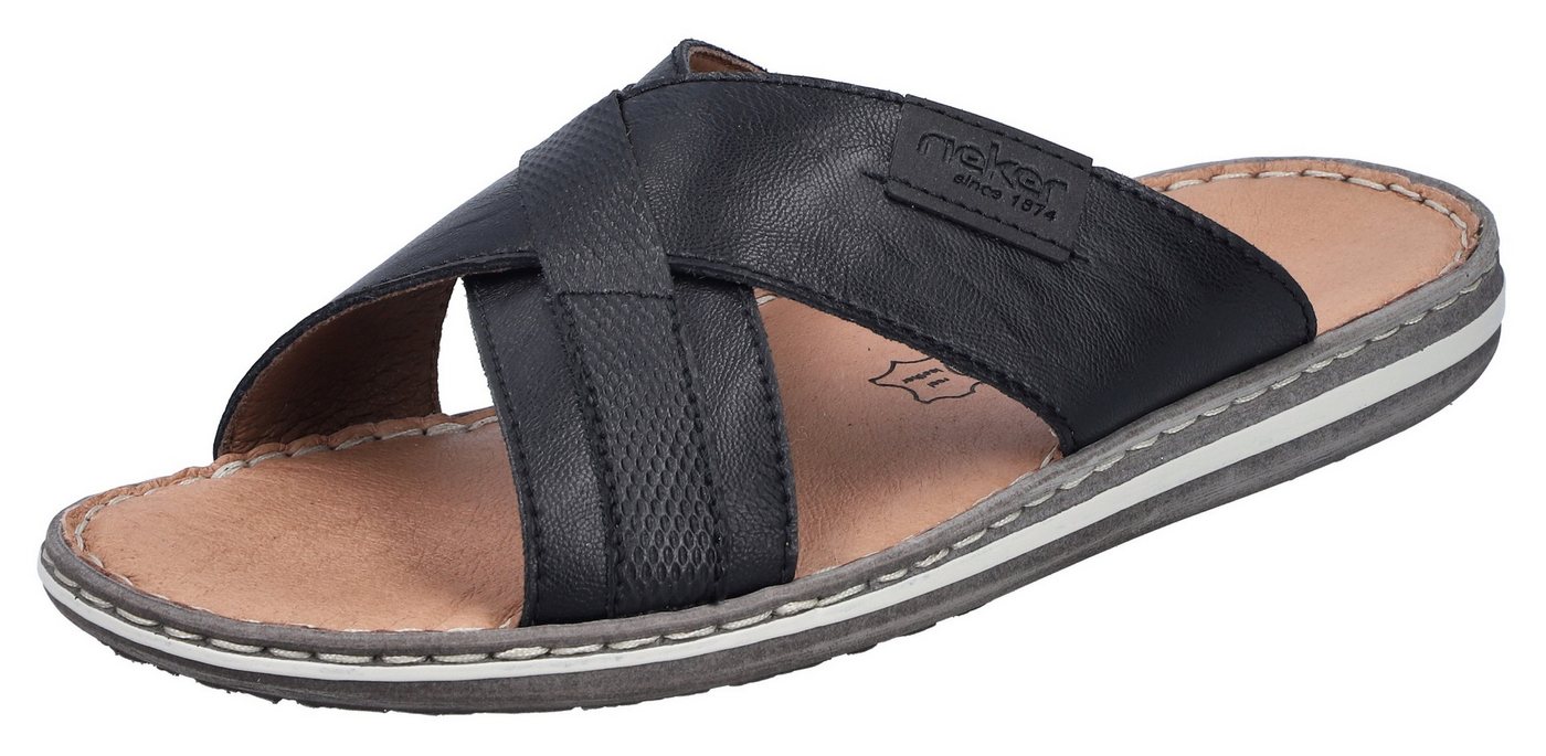 Rieker Pantolette Sommerschuh, Strandschuh, Schlappen, Hausschuh mit Label (schwarz)