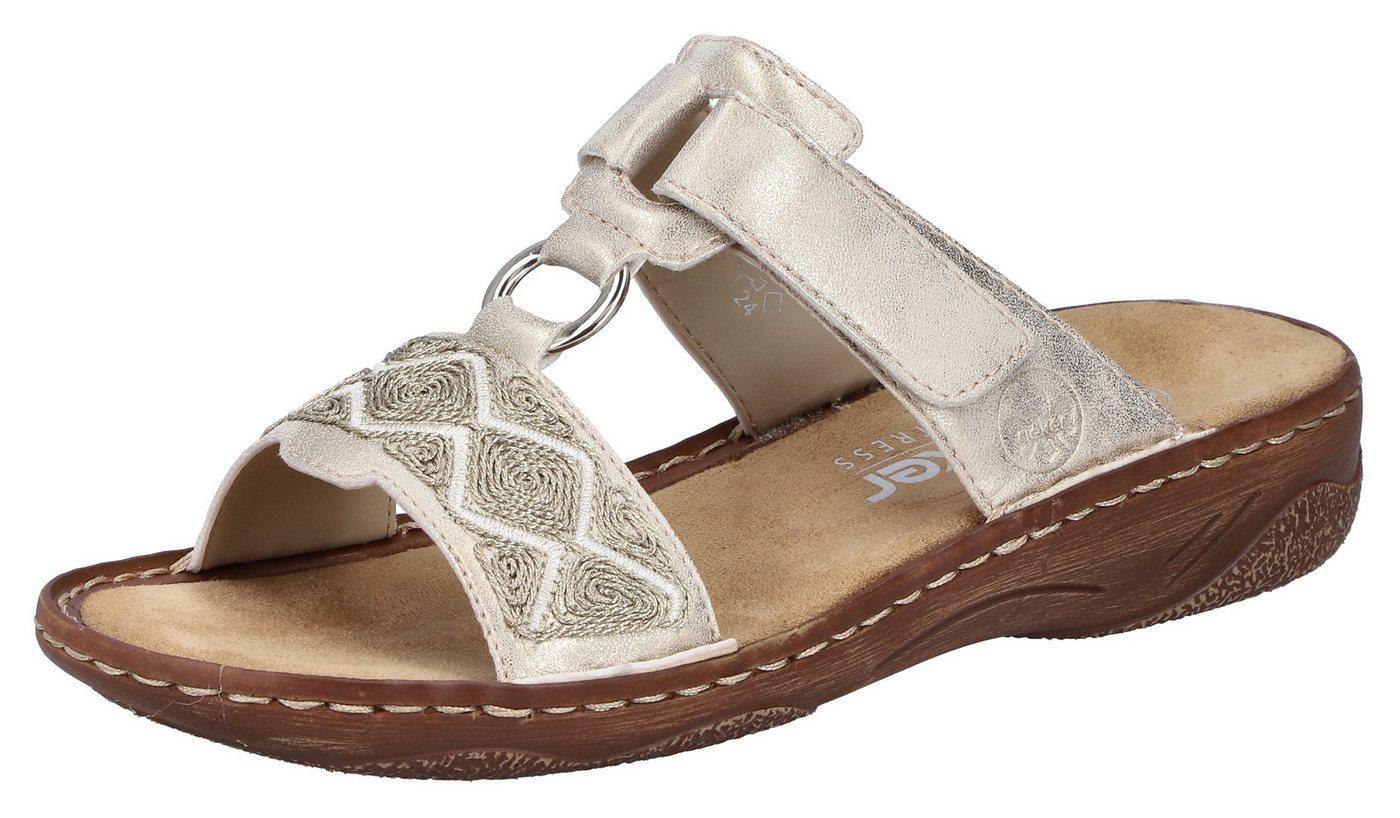 Rieker Pantolette Sommerschuh, Strandschuh, Schlappen, Urlaubschuh mit Klettverschluss