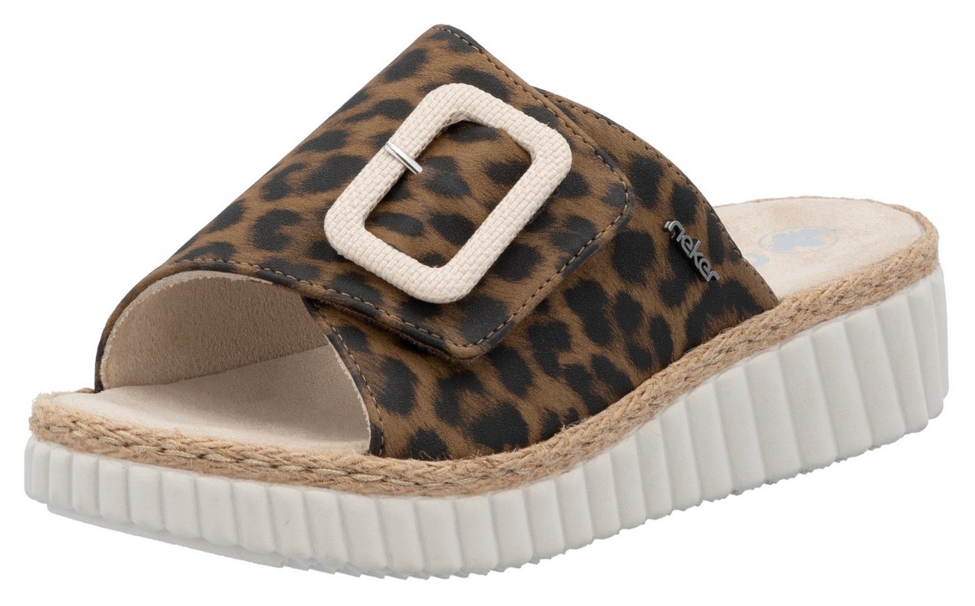 Rieker Pantolette Sommerschuh, Strandschuh, Urlaubschuh, Hausschuh mit Klettverschluss