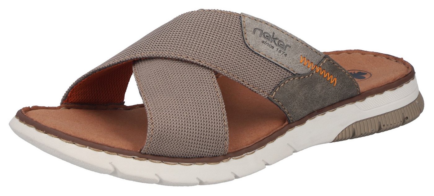 Rieker Pantolette Sommerschuh, Strandschuh, Urlaubsschuh mit Kreuzbandage (braun)