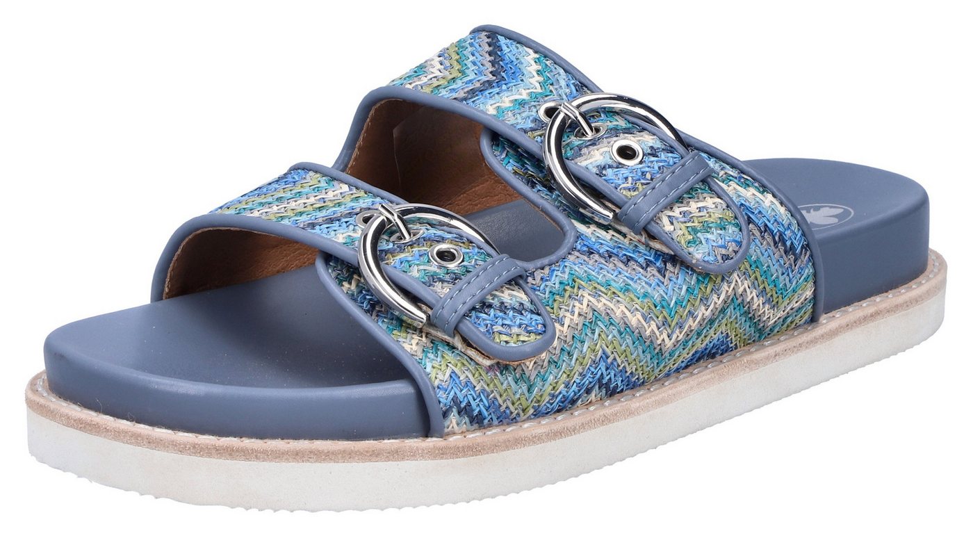 Rieker Pantolette Sommerschuh, Strandschuh, Urlaubsschuh, Schlappen in Flecht-Optik