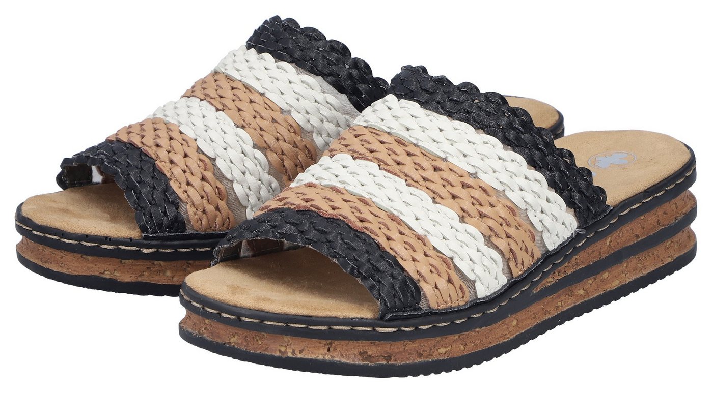 Rieker Pantolette Sommerschuh, Urlaubsschuh, Keilpantolette zum Schlupfen