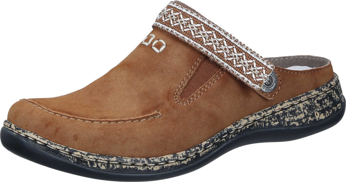 Rieker Pantoletten Pantolette aus strapazierfähigem Synthetik