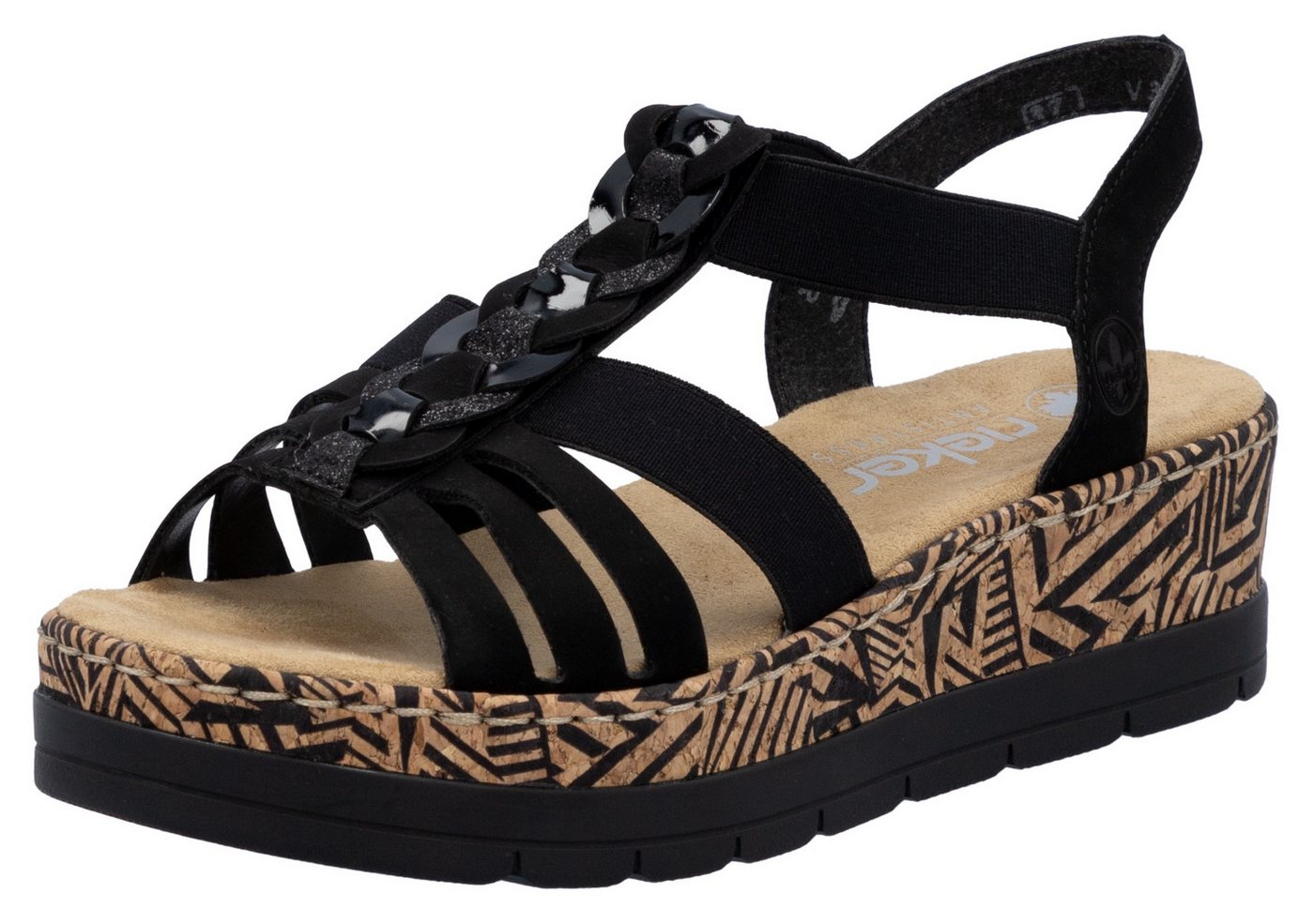 Rieker Plateausandaletten Sommerschuh, Urlaubschuh, Sandalette mit dekorativem Schmuckelement