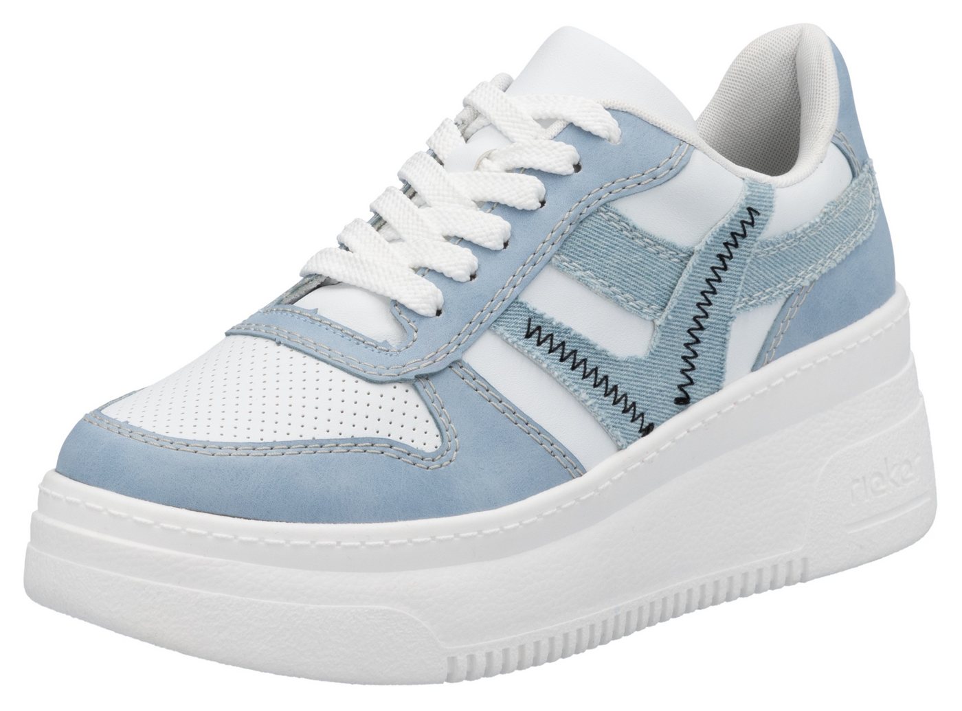 Rieker Plateausneaker, Freizeitschuh, Halbschuh, Schnürschuh mit gepolstertem Schaftrand
