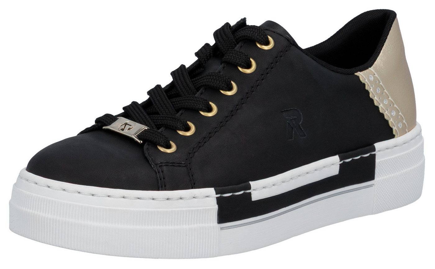 Rieker Plateausneaker mit Metallic-Fersenkappe, Freizeitschuh, Halbschuh, Schnürschuh