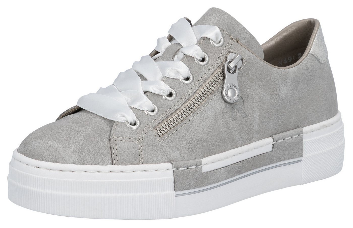 Rieker Plateausneaker mit Zier-Reißverschluss, Freizeitschuh, Halbschuh, Schnürschuh