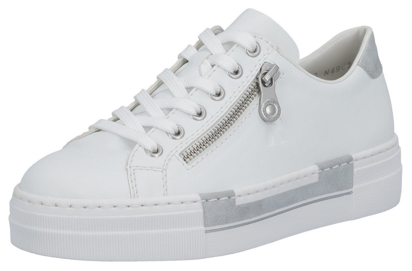 Rieker Plateausneaker mit Zierreißverschluss seitlich, Freizeitschuh, Halbschuh, Schnürschuh